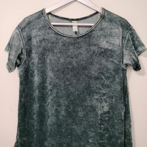 Green Tea Women's Crushed Gray Velvet Short Sleeve Top - small - Picture 1 of 7